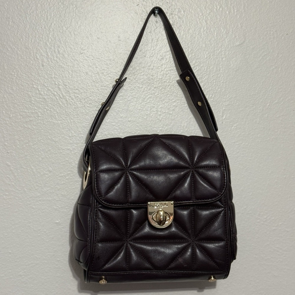 Zspoke Zac Posen Quilted Lambskin Leather Handbag in Deep Purple